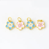 20 PCS 10x3mm Enamel Flower Charms for DIY Jewelry Making