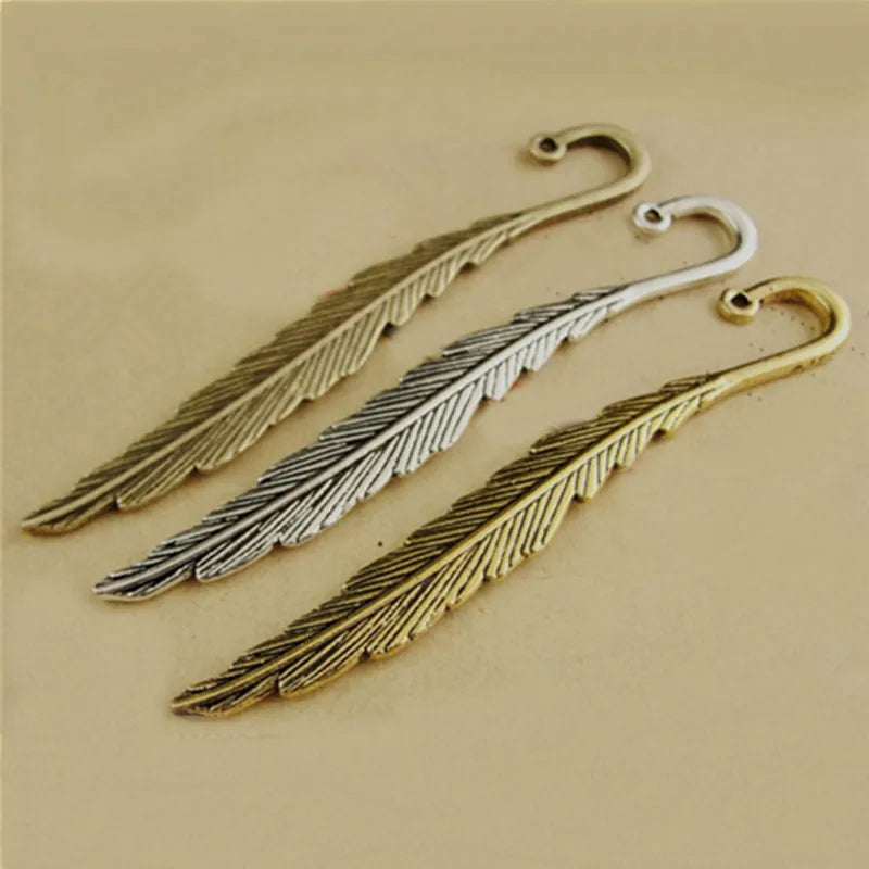 20 PCS Vintage Zinc Alloy Feather Bookmark DIY Jewelry Making