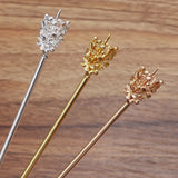 20 PCS KC Gold/Silver Plated Hair Sticks Base Setting for DIY Jewelry Making