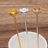 20 PCS 120mm Metal Flowers Hair Sticks Base DIY Accessories