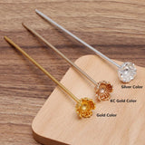 20 PCS 120mm Metal Flowers Hair Sticks Base DIY Accessories