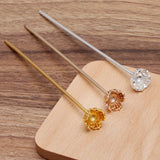 20 PCS 120mm Metal Flowers Hair Sticks Base DIY Accessories