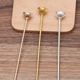 20 PCS 120mm Metal Flowers Hair Sticks Base DIY Accessories
