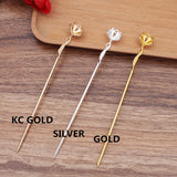20 PCS 120mm Metal Alloy KC Gold Flowers Hair Sticks Base Setting