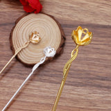 20 PCS 120mm Metal Alloy KC Gold Flowers Hair Sticks Base Setting