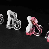 20 PCS Resin Transparent Clip Earrings 12x13.5mm For DIY Jewelry Making