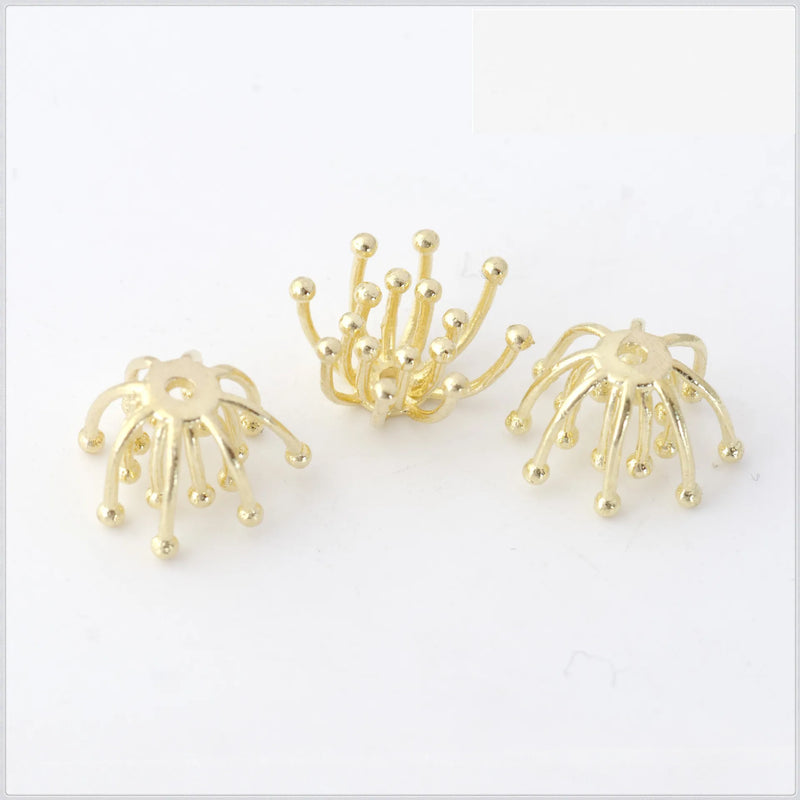 20pcs 14K Plated Stamen Flowers 12x9mm Copper Accessories DIY Jewelry Making