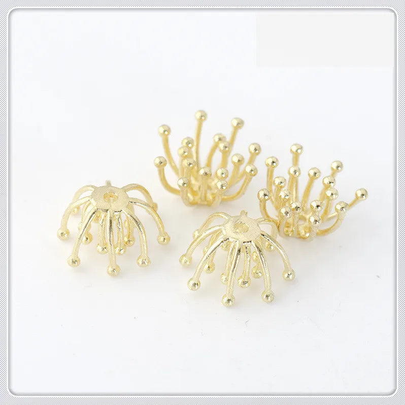 20pcs 14K Plated Stamen Flowers 12x9mm Copper Accessories DIY Jewelry Making