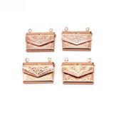 20 PCS 15x20mm Copper Envelope Flowers Locket Pendant Charm DIY Jewelry
