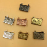 20 PCS 15x20mm Copper Envelope Flowers Locket Pendant Charm DIY Jewelry