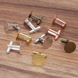 20 PCS 15mm Round Copper Cufflinks Silver Plated Blanks for Jewelry Making
