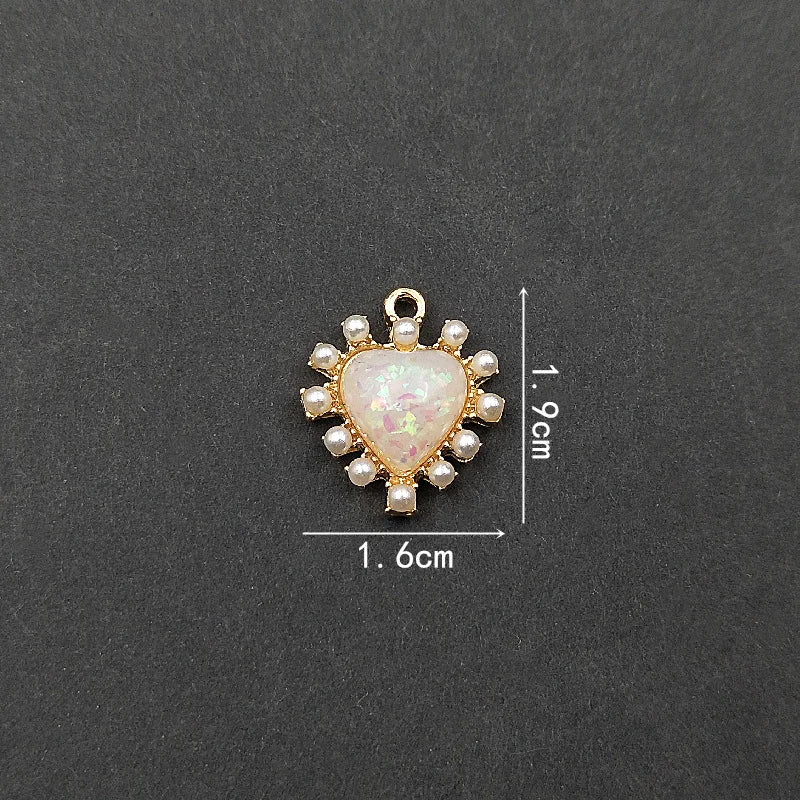 20 PCS Heart Pearl Pendant Charms DIY Jewelry Accessories
