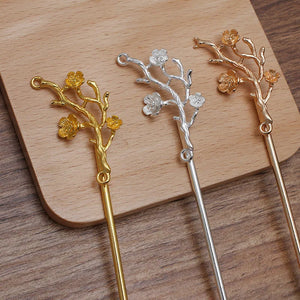 20 PCS Silver Plated Flowers Branches Hair Sticks Metal Alloy Hairpin