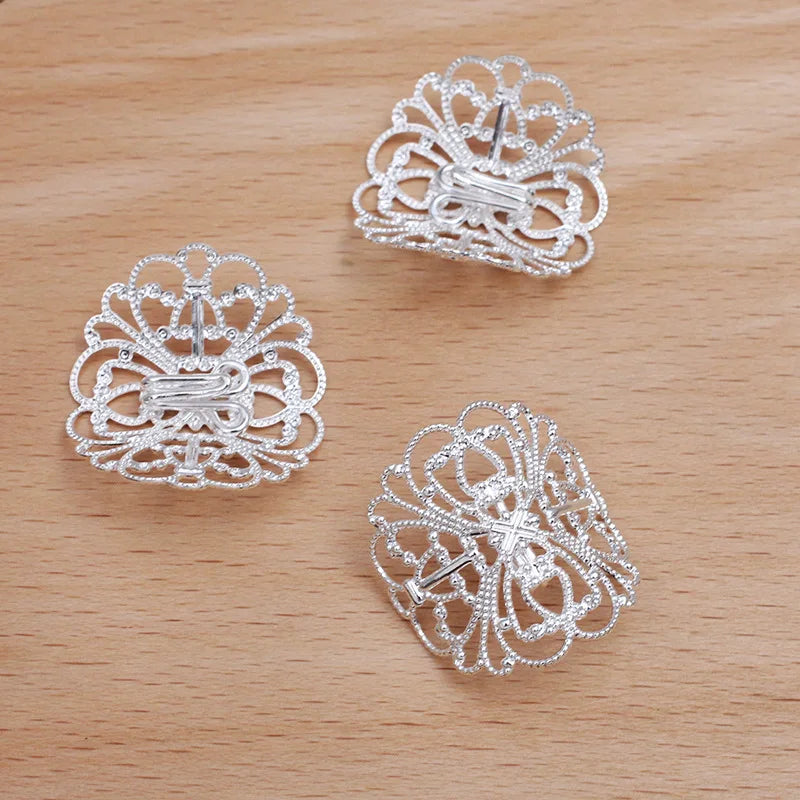 20 PCS Hair Rope Clasp Clips Filigree Flowers Slice Buckle DIY Hair Accessories