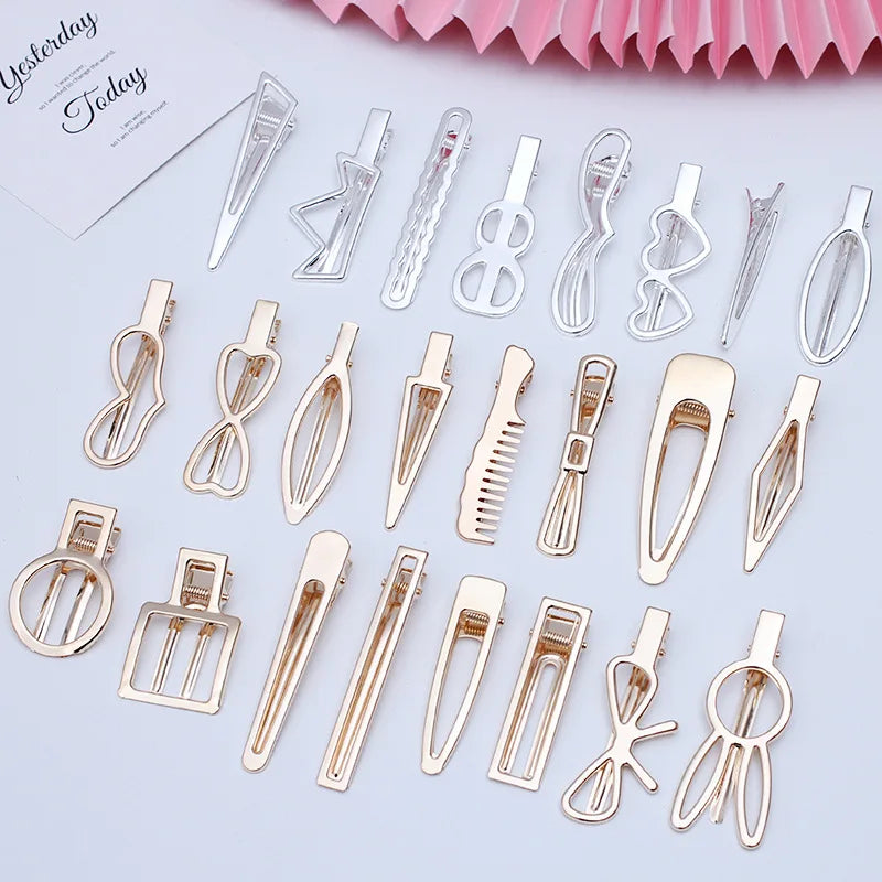 20 PCS Barrettes KC Gold Hollow Out Hair Clips for DIY Jewelry Making