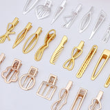 20 PCS Barrettes KC Gold Hollow Out Hair Clips for DIY Jewelry Making