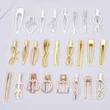 20 PCS Barrettes KC Gold Hollow Out Hair Clips for DIY Jewelry Making