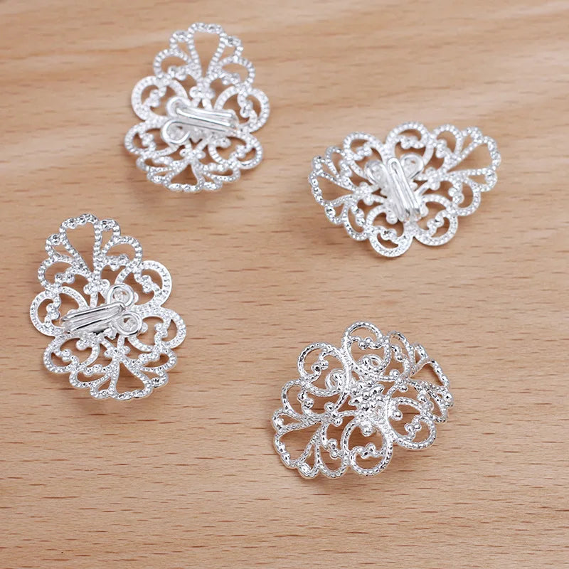 20 PCS Hair Rope Clasp Clips Filigree Flowers Slice Buckle DIY Accessories