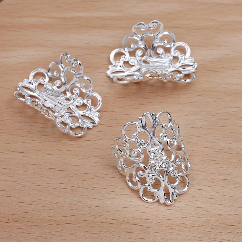 20 PCS Hair Rope Clasp Clips Filigree Flowers Slice DIY Accessories