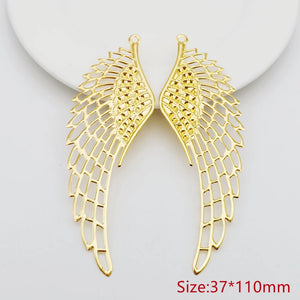 20 PCS 37X110mm K Metal Filigree Flowers Wing Charms Pendant