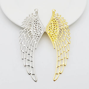 20 PCS 37X110mm K Metal Filigree Flowers Wing Charms Pendant