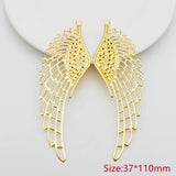 20 PCS 37X110mm K Metal Filigree Flowers Wing Charms Pendant