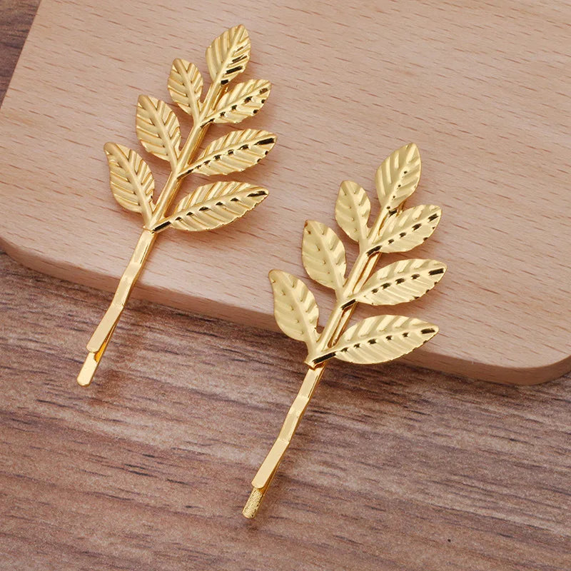 20 PCS Metal Leaf Hair Clip DIY Hairpin Accessories 38x28mm
