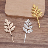 20 PCS Metal Leaf Hair Clip DIY Hairpin Accessories 38x28mm