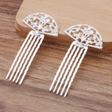 20 PCS Retro Metal Alloy Fan Hair Combs Base Gold/Silver Plated Flowers 5 Teeth