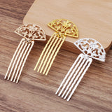 20 PCS Retro Metal Alloy Fan Hair Combs Base Gold/Silver Plated Flowers 5 Teeth