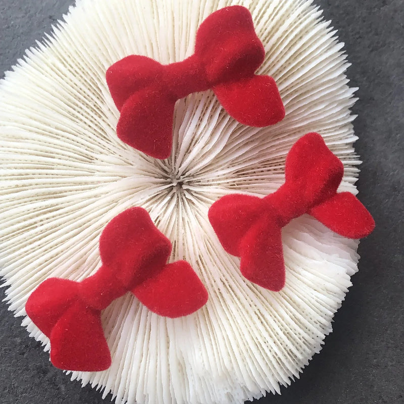 20 PCS Flocking Bowknot Beads Diy Plush Bow for Accessories