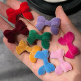 20 PCS Flocking Bowknot Beads Diy Plush Bow for Accessories