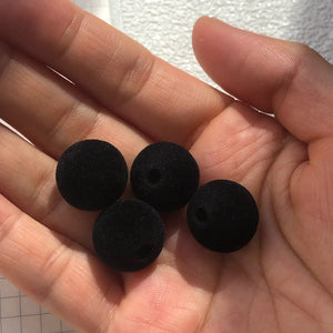 20 PCS Flocking Round Beads DIY Candy-colored Straight-hole Ball Beads