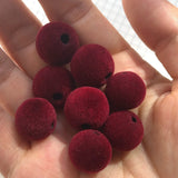 20 PCS Flocking Round Beads DIY Candy-colored Straight-hole Ball Beads