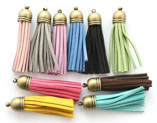 20 PCS Colour Tassel Bronze Charms 55mm