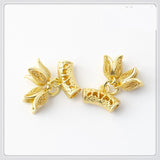 20 PCS Plated Curved Tube Flowers Pendant Charms for DIY Jewelry Making