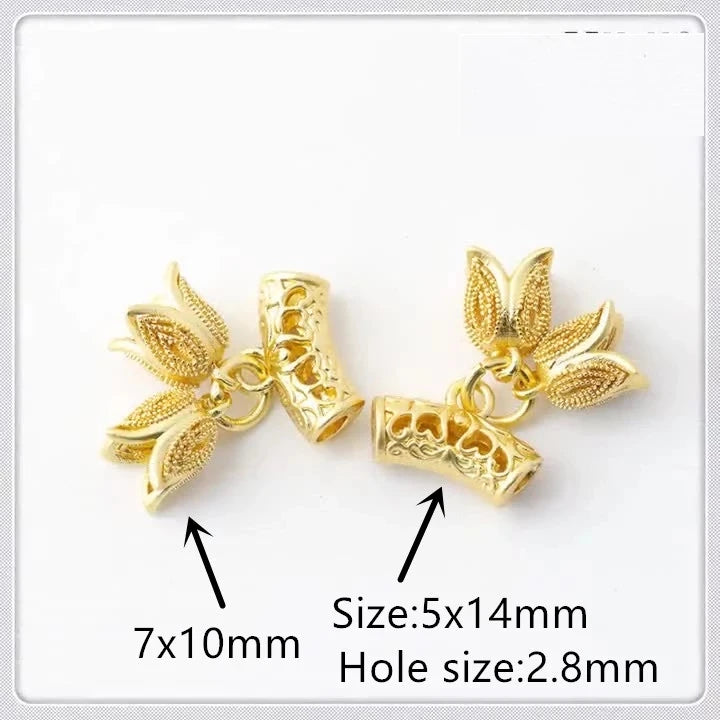 20 PCS Plated Curved Tube Flowers Pendant Charms for DIY Jewelry Making