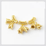 20 PCS Plated Curved Tube Flowers Pendant Charms for DIY Jewelry Making