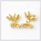 20 PCS Plated Curved Tube Flowers Pendant Charms for DIY Jewelry Making