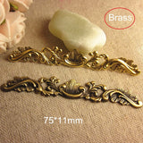 20 PCS Long Flower Rattan Stampings 75*11mm Filigree Brass Flower Pattern