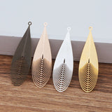 20 PCS Metal Brass Leaf Charms Filigree Leaves Pendant DIY Jewelry 25*85mm