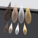 20 PCS Metal Brass Leaf Charms Filigree Leaves Pendant DIY Jewelry 25*85mm