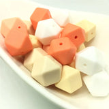 20 PCS Navajo & Colors Combo 17 MM Hexagon Silicone Beads Salmon Orange