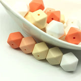20 PCS Navajo & Colors Combo 17 MM Hexagon Silicone Beads Salmon Orange
