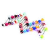 20 PCS Stainless Steel Tongue Stud Body Piercing Jewelry Mixed Double Acrylic
