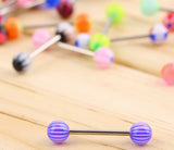 20 PCS Stainless Steel Tongue Stud Body Piercing Jewelry Mixed Double Acrylic