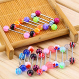 20 PCS Stainless Steel Tongue Stud Body Piercing Jewelry Mixed Double Acrylic