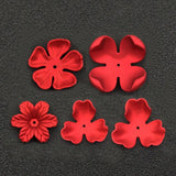 20 PCS Red Petals Acrylic Flowers Bead Caps DIY Jewelry Accessories