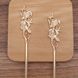 20 PCS Retro Hollow Out Flowers Hairpin Base Metal Alloy Hair Sticks