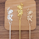 20 PCS Retro Hollow Out Flowers Hairpin Base Metal Alloy Hair Sticks